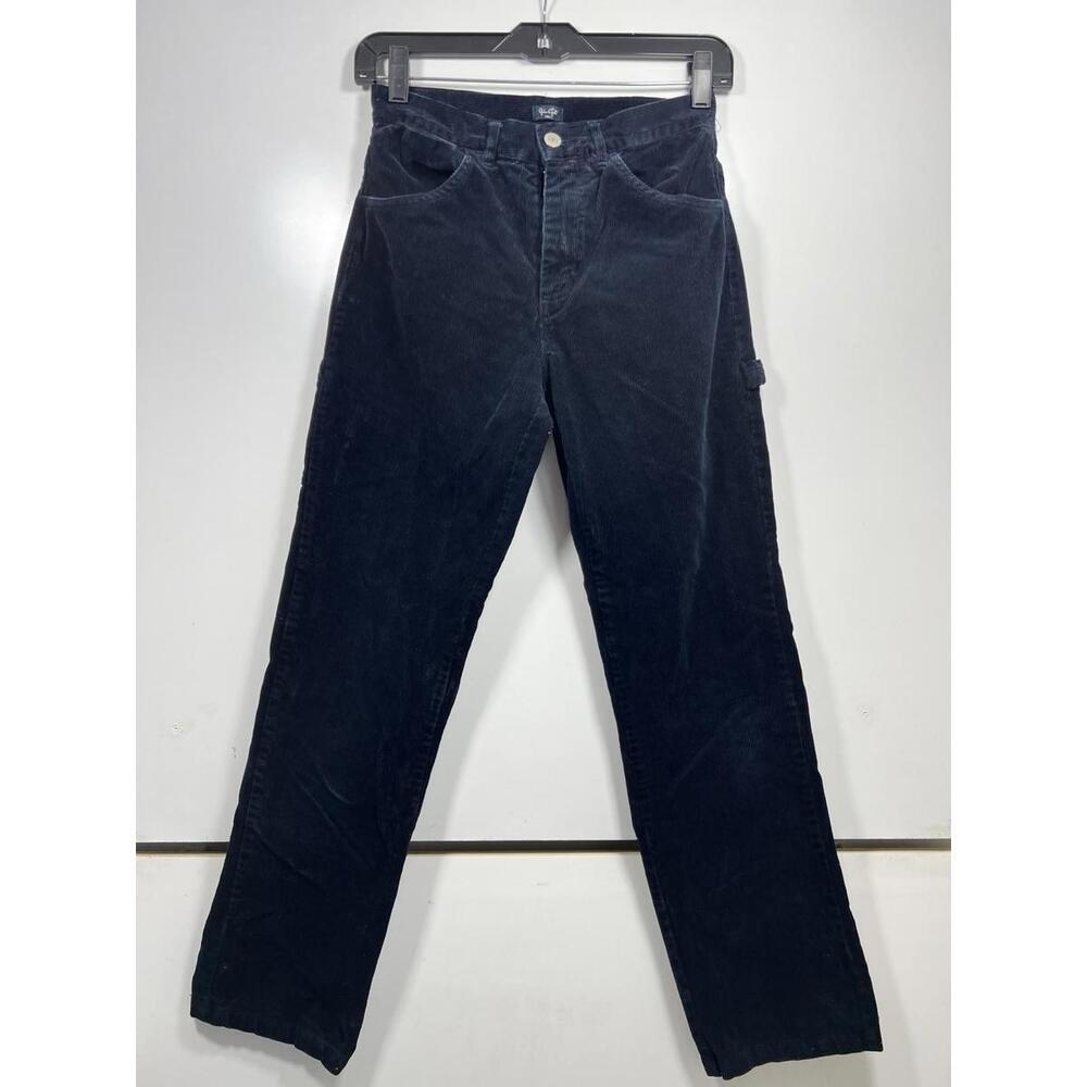 J Galt Brandy Navy Blue Corduroy Straight Leg Pants Carpenter Women Sz S 25x29 - Picture 2 of 9